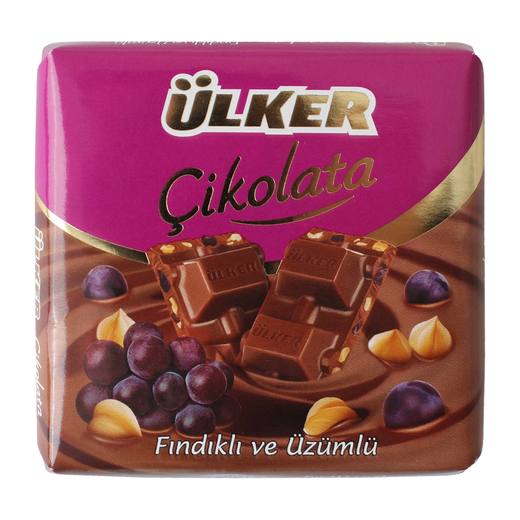 Ülker Çikolata FındıkÜzüm Kare 60 gr Ülker Markalar Mopaş