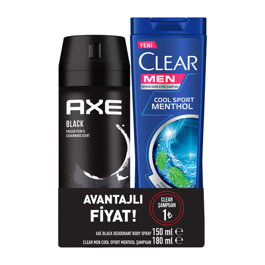 Axe Deodorant Black 150 ml +Clear Sport 150 ml Axe Markalar Mopaş