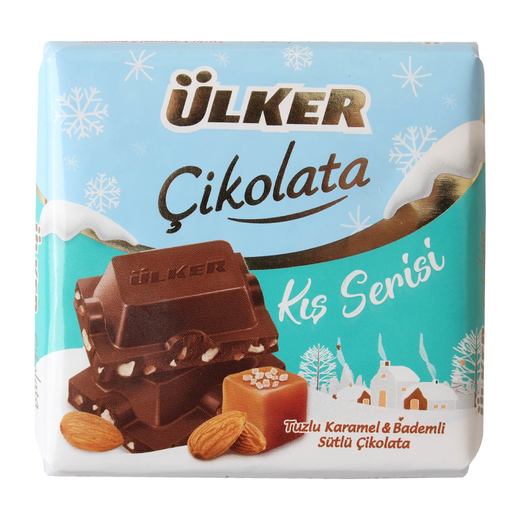 Ülker Kış Serisi Tuzlu Karamel&amp;Bademli Sütlü Çikolata 60 gr Baton