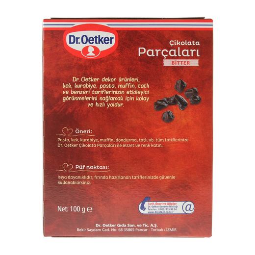Dr.Oetker Bitter Çikolata Parçaları 100 gr Dr.Oetker Markalar