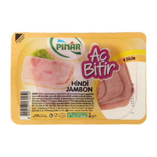 Pınar Hindi Jambon Aç Bitir 60 gr Hindi Jambon Jambon Et