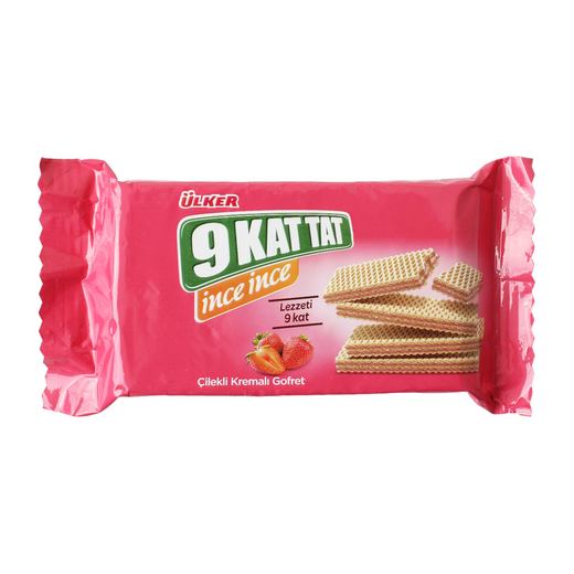 Ülker Çilekli 9 Kat Tat İnce 40 gr Wafer Gofret Çikolata, Gofret