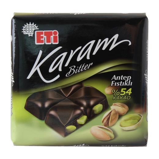 Eti Karam Antep Fıstıklı Kare Bitter Çikolata 60 gr Eti Markalar